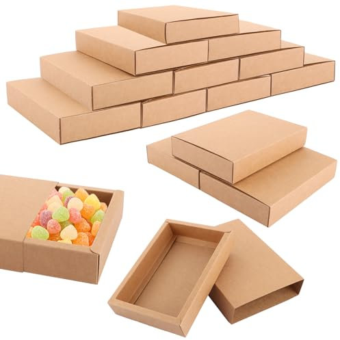 YAYODS 20 Stück Kraftpapier Schubladenbox - 20,5x14x3,6 cm Faltschachtel Braun - Pappschachteln mit Deckel - Geschenkbox Kraftpapier - Geschenkboxen Set - Geschenk Karton Box für Geschenkverpackungen
