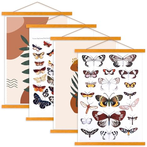 Ywlake A4 Posterleiste Posterschiene Posterleisten, Magnet Magnetische Holz Poster Aufhänger Halter Rahmen Leisten Bild Bilder Bilderrahmen Bilderleiste 21x30 20x30 20x45 (21cm, Teak, 4 Packungen)