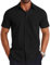 COOFANDY Men's Shirt Short Sleeve Casual Smart Button Down Shirt for Men Adult Vacation Wear Black S