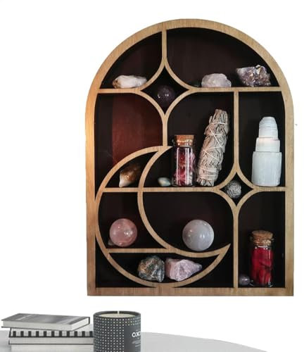 Generisch Kristall-Display- - Pilz-Mond-Bogen-Kristallhalter - Regale Für Wanddekoration, Schwebende Wandregale Für Gothic -Witchy, Boho, Raumdekoration