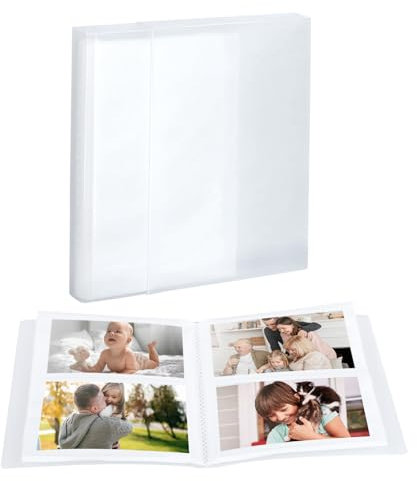 FRETONBA Fotoalbum Einsteckalbum mit 40 Seiten, Fotobuch Klein Fasst 80 Fotos im Format 10x15, Fotoslbum mit Staubdicht Cover, Photo Album zum Einstecken für Hochzeit, Baby, Geburtstag, Weiß