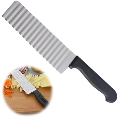 1 Stück Wellenschneider, Edelstahl Wellenmesser Riffelmesser für Pommes, Kartoffelschneider für Erwachsene und Kinder, Wellenschnittmesser aus Edelstahl Crinkle Chip Cutter für Gemüse, Salat, Obst