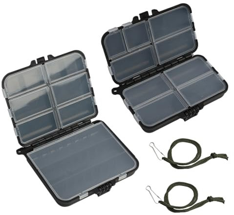 2 Stück Wasserdichte Angelboxen Schwarz, Wasserdicht Fishing Tackle Box, Kleine wasserdichte Aufbewahrungsbox für Angelzubehör,Small Haken Köder Aufbewahrungsbox, Fishing Tackle Box