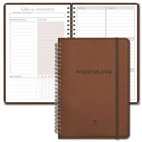 BIROYAL Undatierter Wochenplaner | Terminplaner A5 | wöchentlicher Terminkalender mit To-Do-Liste, großem Notizfeld | 64 Blatt Terminplaner auf Deutsch mit Hardcover | Planer