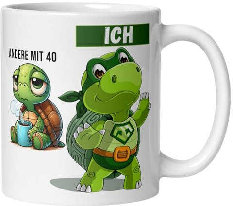 40 Geburtstag Frau Mann Geschenk Tasse | Schildkröte - Andere mit 40 und Ich | Lustige Geschenk Geburtstagstasse mit Spruch 40. Geburtstag | 40ter Geburtstag - Witziges Geburtstagsgeschenk
