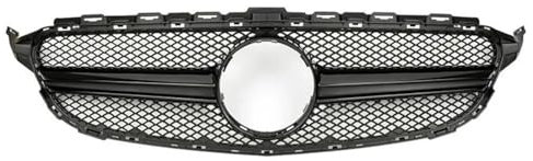 Generisch Kühlergrill Für Benz Für C Klasse W205 2014-2018 Für C200 C250 AMG Stil Kühlergrill Oberen Racing Grill Silber Auto Front Stoßstange Haube Mesh Grid Auto Kühlergrill(Schwarz)
