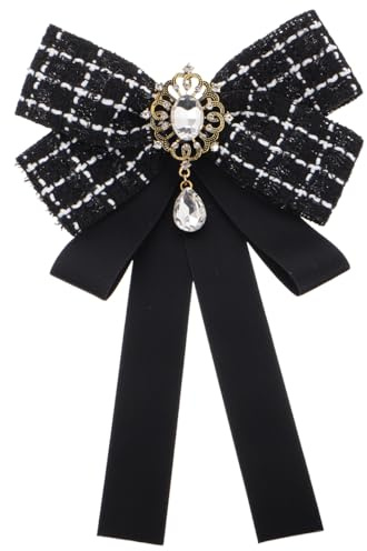 VALICLUD Elegante Fliegebrosche Für Damen Schwarze Schleifenbrosche Mit Strass Broschennadel Für Damenkleider Mantel-Anstecknadel Fliege-Accessoire Für Hemd Party Und Hochzeit