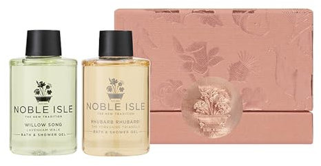 Noble Isle Gift Set | Morning Dew Luxury Rhubarb & Willow Song Bath & Shower Gel Duo Gift Set | Vegan & Cruelty Free | Made in the UK - 2 X 75ml