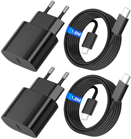 2er-Pack USB C Ladegerät für Samsung, 25W Schnellladegerät Netzteil mit 1.8M Ladekabel, Typ C Netzteil Adapter Kompatibel mit Galaxy S20/S21/S22/S23/S24 Ultra/Note 20/S10