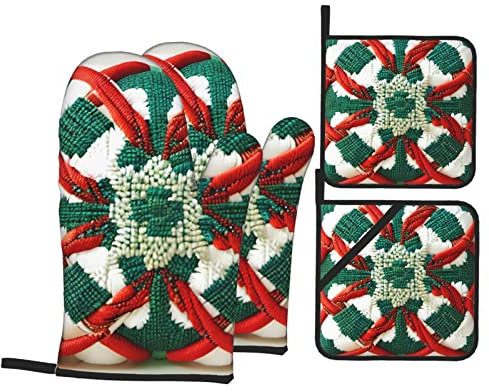 YYHWHJDE Ensemble de 4 pièces en tissu de laine pour cuisine – Gant de cuisine isolé et manique anti-brûlure et isolation thermique