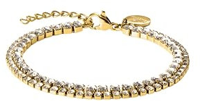 Purelei® Zirkonia Armband Damen – Edelstahl 18K vergoldet/rosé/silber – Mit weißen Zirkonia-Schmucksteinen – Festliches Armband, verstellbar 16–19 cm – wasserfest (Gold)