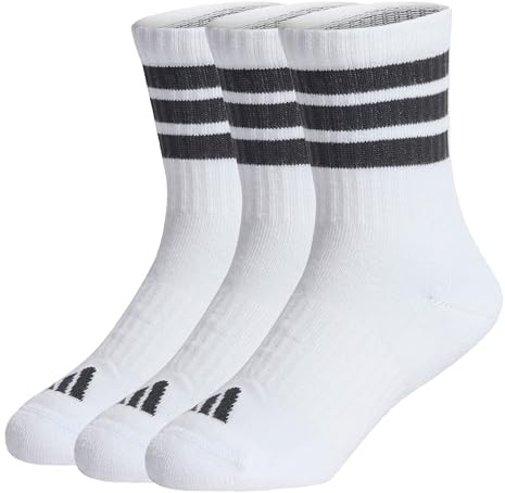 adidas Unisex Kinder 3Stripes Cushioned Sportswear Crew Socks 3 Pair Pack, white/black/black, 6-7 Years