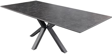 Riess Ambiente Ausziehbarer Esstisch Eternity - 160-200cm - Graphit grau - Marmor Keramik schwarz Metall Esszimmertisch Konferenztisch Tisch