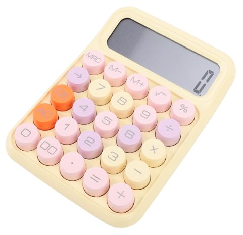 Fockety Mechanischer Schalterrechner, ästhetischer Desktop -Taschenrechner mit 12 -stelligen LCD -Display und Großen Tasten, Grundlegende Mechanische für Büro, Schule, Zuhause (Zitronengelb)