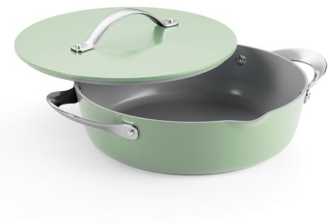 Tramontina Fiora 4.25-Quart Multipurpose Ceramic Non Stick Cooking Pan with Lid, Mint