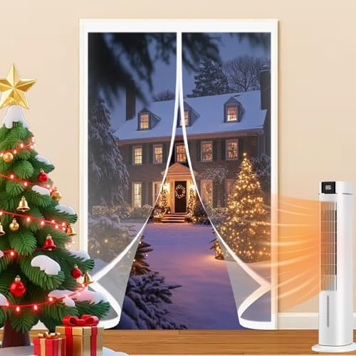 Isolier Schutz Vorhang 113 x 215 cm Winddichter Thermisch Winter, Wasserdicht Schalldämmender, Magnet Thermovorhang Tür für Küche Balkone, Schlafzimmer, A