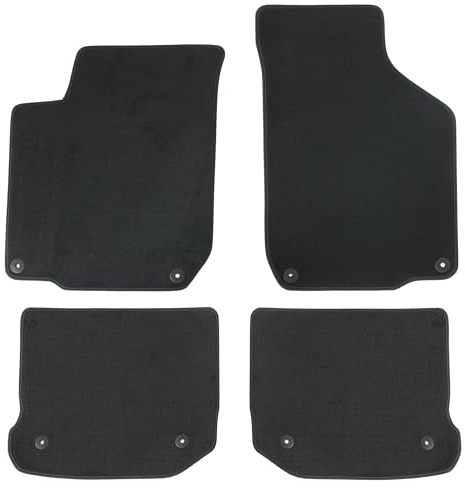 AD Tuning Velours Fußmatten für VW Golf 4 (06/2001-05/2003) | 4-teilig, 100 % passgenau, Schwarz, für runde Druckknopf – Befestigung