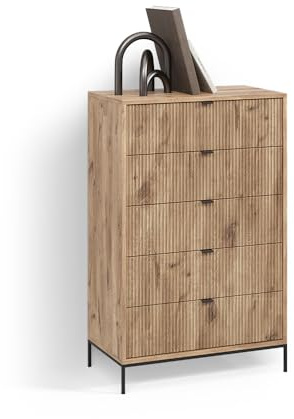 Livinity Kommode Aterno, Viking Oak, 76 x 120 cm mit 5 Schubladen