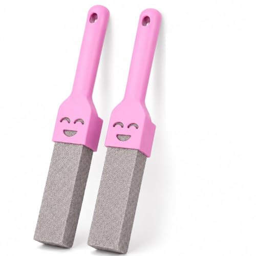 Derkiua 2 Pack Pumice Stone Toilet Bowl Cleaner Brush Set | Ergonomic long handle design, Effective pumice stone cleaning head, Strong stain and limescale removal