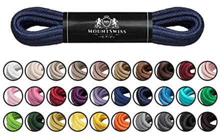 Cordones Mount Swiss© Luxury encerados y redondos para zapatos de traje y de piel, 2 - 3 mm de diámetro, 45 - 120 cm de longitud, color Azul, talla 45 cm