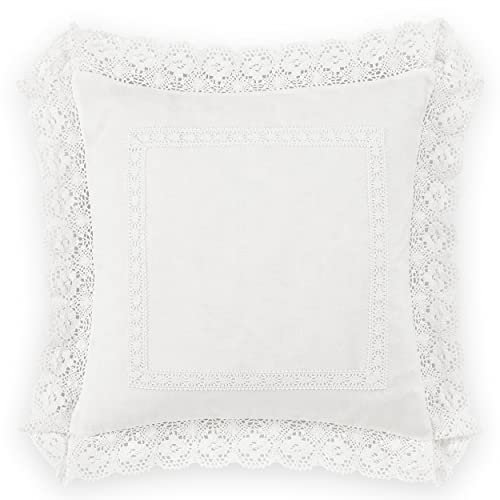 Laura Ashley Home - Wurfkissen mit Hotelverschluss, Elegante Wohnkultur für Bett oder Sofa (Annabella Weiß, 45,7 x 45,7 cm)