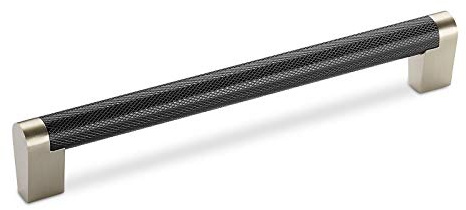 SOTECH Möbelgriff GRATE gerändelt schwarz/Edelstahloptik matt BA 192 mm Schubladengriff Türgriffe Bügelgriffe von Junker Design
