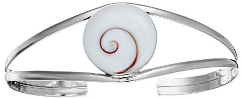 81stgeneration Shiva-Auge-Muschelarmreif für Damen aus 925er Sterlingsilber | Verstellbarer Breiter Armreif aus Natürlicher Muschel | Statement-Schmuck im Boho-Stil | Küstengeschenk im Ozean-Stil