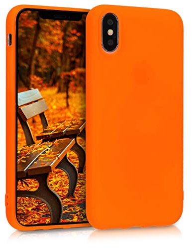 kwmobile Hülle kompatibel mit Apple iPhone XS Hülle - weiches TPU Silikon Case - Cover geeignet für kabelloses Laden - Neon Orange
