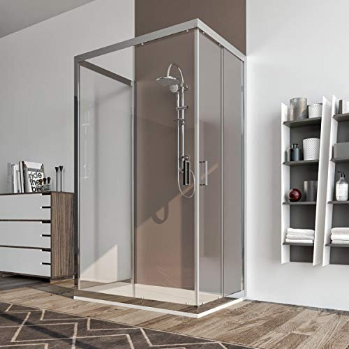 Box doccia cabina 3 tre lati 90x90x90 cm porta scorrevole vetro anticalcare trasparente 6mm. Palma