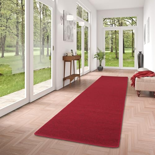 Snapstyle Feinschlingen Läufer Velour Teppich Strong Rot in 9 Größen