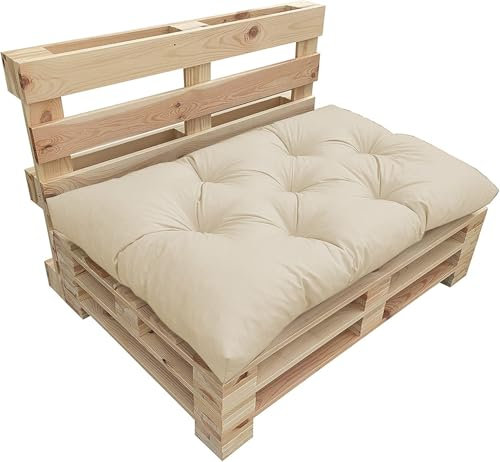 chilly pilley Palettenkissen Wasserdicht Palettenauflage Palettenpolster Palettenmöbel Gartenkissen Wasserfest Wasserabweisend viele Größen und Farben (Sitzkissen 120 x 60. Creme)
