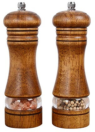 Haomacro Wood Salt and Pepper Grinder Set Classic Manual Pepper Mills