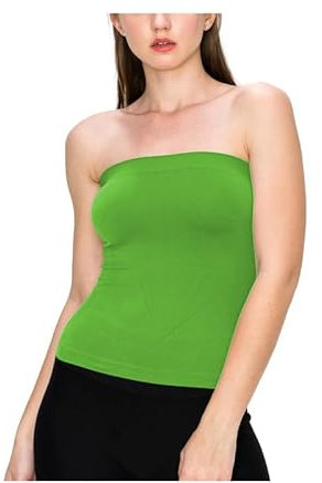 R&N FASHIONS Womens Bandeau Vest Top Strapless Boob Tube Bra Off Shoulder Sleeveless Elastic Fit Viscose Fabric Comfortable Layering Summer Wear (Jet Green, 12-14)