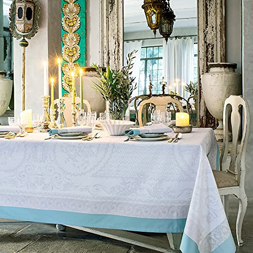 Garnier Thiebaut Tischdecke Jardin de la Reine Celadon, 100% Reine Baumwolle