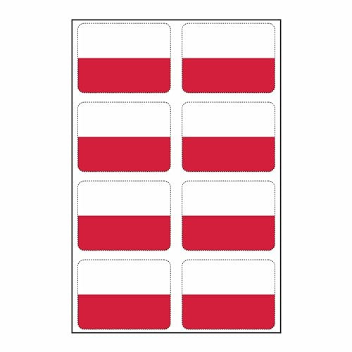 8 Stück Aufkleber Polen Flaggen Set | Sticker Polska Autoaufkleber