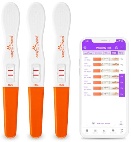 Easy@Home 3 x Schwangerschaftstest Frühtest 10 mIU/ml - Ultra Empfindlicher Frühschwangerschaftstest, HCG Pregnancy Test Höchster Genauigkeit, Schwangerschaft bestimmen(3 HCG Test)