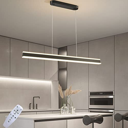 LED Hängeleuchte esstisch Pendelleuchte Schwarz dimmbar mit den Fernbedienung pendellampe höhenverstellbar Moderne Hänge lampe für büro esszimmer Arbeitszimmer Wohnzimmer Küche leuchte (150cm/60W) …
