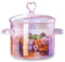 ERINGOGO Glass Cooking Pot with Cover and Handle - 1.5L/50oz Stovetop Cooking Pot with Lid Heat Resistant High Borosilicate Glass Saucepan Simmer Pot Clear Soup Pot - Pink