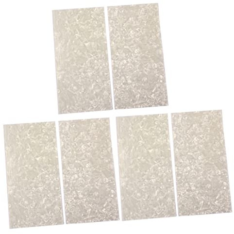 Milisten 6 Stück Set DIY Furnier Zubehör Gitarrenbauer von Griffbrett Inlay Material Kopfplatte Platte Kopf Pickguard Zelluloid Perle Weiß Teil Ersatz Griffbrett