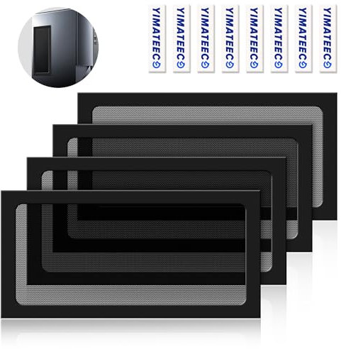 YIMATEECO 240mm Dust Filter PC Case Dust Mesh Filter for Computer Case Cooler Fan, 4 Pack Magnetic Frame Dustproof Cover Fan Grills PVC 50 Mesh (PVC PRO, 120 * 240mm, 4pcs, Black)