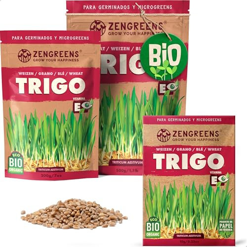 ZenGreens® - Semi di grano biologico - Scegli tra 10g, 200g e 500g - Germogli di grano - Germinazione superiore al 97% - Microgreens