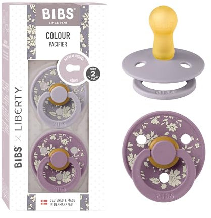 BIBS Colour Liberty Schnuller 2er-Pack, BPA-frei, Kirschform Nippel. Naturkautschuk/Latex, Hergestellt in Dänemark, Größe 2 (6-18 Monate), Capel Fossil Grey