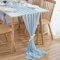 CHUQING Chiffon Tischläufer Hellblau Tischdeko Azurblau 70cm x 300cm für Geburtstage,Hochzeiten,Feierlichkeiten,Tiffany-Blau