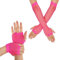 Yolev 2 Paar Netzhandschuhe Neonpink Damen Fingerlose Handschuhe Lang Kurz Netzhandschuhe 80er-Jahre Retro Party Disco Maskerade Kostüm Zubehör