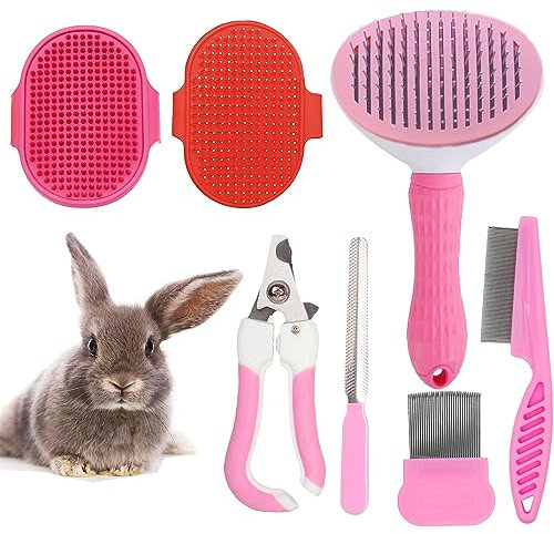DXary Kaninchen Pflegeset: Kaninchen Bürste für kleine Tiere - Rosa