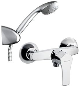 Ramon Soler - Grifo Ducha Monomando Cromado, Ahorro de Agua Sistema S2, Accesorios Incluidos, Serie Titanium, Ideal para Baño Moderno, Diseño Elegante y Funcional