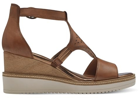 Tamaris Damen Keilsandalen, Frauen Sandalen,Strandschuhe,Keilsandaletten,Keilabsatz,Wedge-Heel,hoch,Sommerschuhe,Freizeitschuhe,Cognac,37 EU