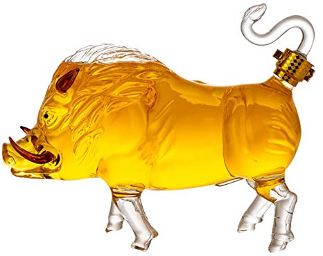 Decantador de Whisky Animal Whiskey Decanter, Chinese Zodiac Series, 1000ml/33.8oz Pig Shape Liquor Dispenser Crystal Glass Wine Decanter for Dad, Husband or Boyfriend Whiskey Carafe