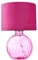 Contemporary Designer Light Pink Ribbed Glass Round Table Lamp with Matching Velvet Fabric Drum Shade | 1 x E27 60w Maximum | 42cm Height by Happy Homewares