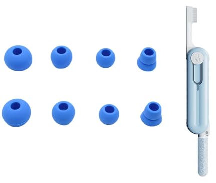 Aiivioll Aiiviol Confezione da 8 gommini di ricambio in silicone con penna di pulizia multiuso 5 in 1 compatibile con cuffie wireless Beats Powerbeats 2/3 (blu)
